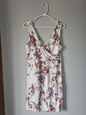 24/7 Maurices Cream Floral Wrap-Front Sleeveless Dress